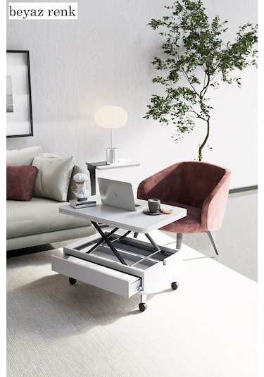 Oslo Akıllı Sehpa Tekerli Çekmeceli, Modern Yemek Masası