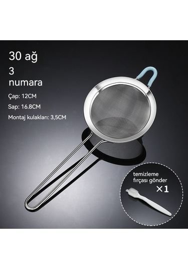 Jzcat Un Elek 30 Gözlü 304 Paslanmaz Çelik Elek-12cm