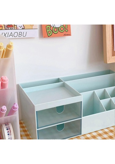 Ganzhoushop Masaüstü Saklama Kutusu Çoklu Izgara Tasarım Sevimli Güzel Masaüstü Düzenleyici Saklama Kutusu Kırtasiye Kalemler İçin