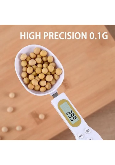 Beyaz Elektronik Mutfak Terazisi 500g 0.1g Lcd Ekran Dijital Ağırlık Ölçüm Kaşığı Dijital Kaşık Ölçeği Mutfak Aracı