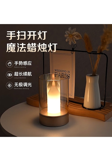 Led Yaratıcı Küçük Gece Lambası Romantik Mum Işığı Lambası Restoran Bar Masa Atmosfer Lambası Mumluk Sensörlü El Sallama Işığı Beyaz
