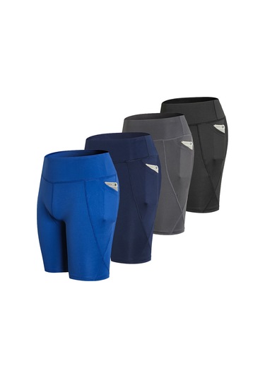 Wezone Yüksek Bel Yoga Şortu: Nefes Alabilen, Esnek Ve Yan Cep Detaylı Kadın Spor Kıyafeti Mavi