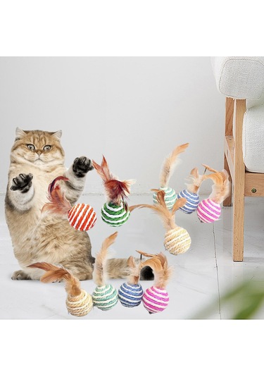 Homyl 10 Adet Kedi Tırmalama Topu Mobilya Koruma Tüy Oyuncaklar