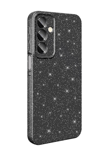 Biriva Home Galaxy A16 Kılıf Kamera Korumalı Simli Lüks Koton Kapak - Siyah Siyah