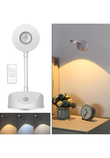 Gajeena Usb Şarjlı Led Spot Lambası, 3 Renk Işıklı, 3m Kişi Algılama, 1200mah Pil, Aluminyum+abs Materyal, Ev Dekorasyon Için Beyaz