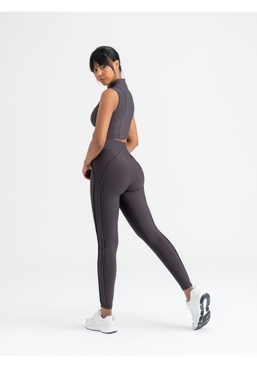 Dikişle Modellenmiş Spor Tayt Füme