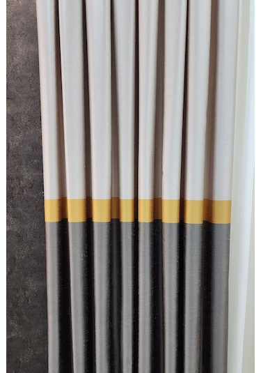 Vita Fon Perde Krem Gold Taş Vizon Renk Krem