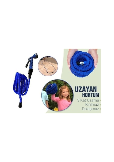 30 Metre Bahçe Sulama Araç Yıkama Hortumu 7 Kademeli  Başlık