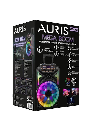 Ars-kln80 8000w Dev Boy Profesyonel Bluetooth Parti Hoparlör - Rgb Işıklı Kablosuz Mikrofon Ve Kumanda