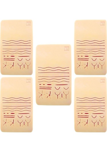 Edulaparoskopi 5 Adet Cerrahi Yara Silikon Sütür Pedi Yara Dikiş 19x9 Cm 7 Mm Eğitim Matı Travmatik Dikiş Pedi