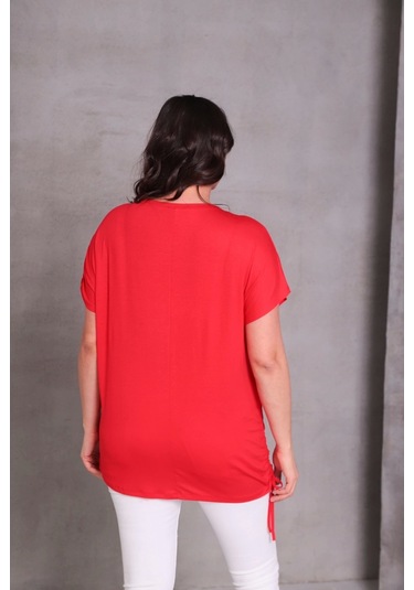 Kolu Eteği Büzmeli Bluz Kırmızı