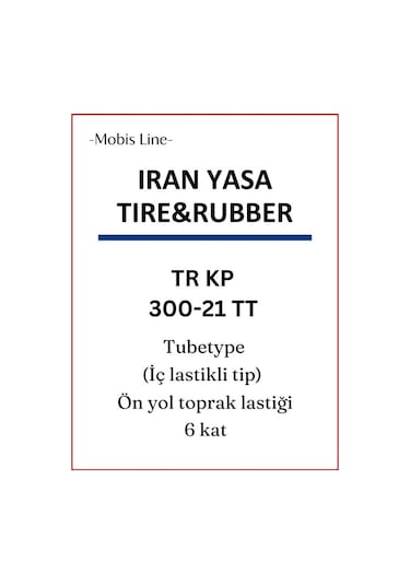 Iran Yasa Tıre&Rubber 300-21 Tt Tr Kp (İç Lastikle Kullanıma Uygundur.)  Ön Yol/Toprak  Motosiklet Lastiği