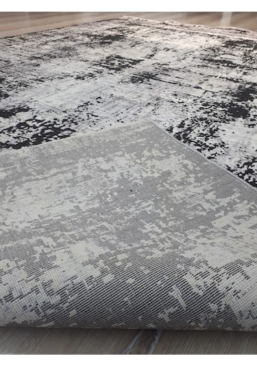 Tuğra Halı Rustic 1076 Siyah Gri 160X230 Cm Saçaklı Salon Halısı