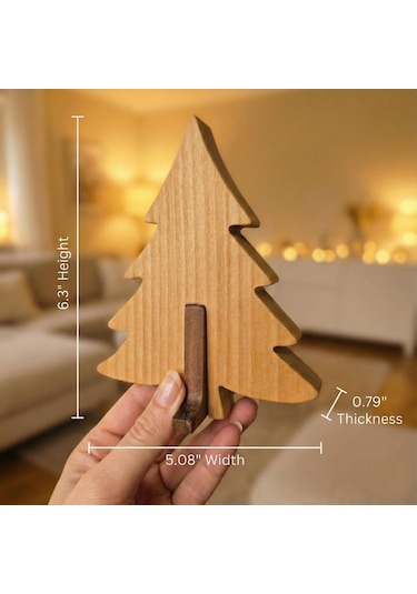 Simdale Wood İsimli Dekoratif Ahşap Çam Ağacı - Modüler Kaideli
