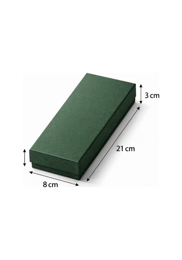 Lüks Kapaklı Hediye Kutusu 21x8x3 Cm Yeşil Düz