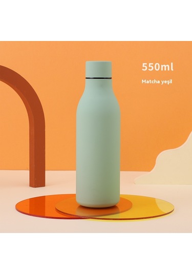 Paslanmaz Çelik 304 Spor Kauçuk Boya Isı Koruma Ve Soğuk Koruma Su Bardağı Yeşil