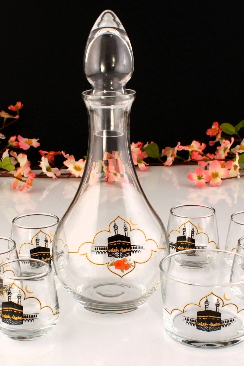 Kabe Desenli 8 Parça Zemzem Ve Şerbet Takımı