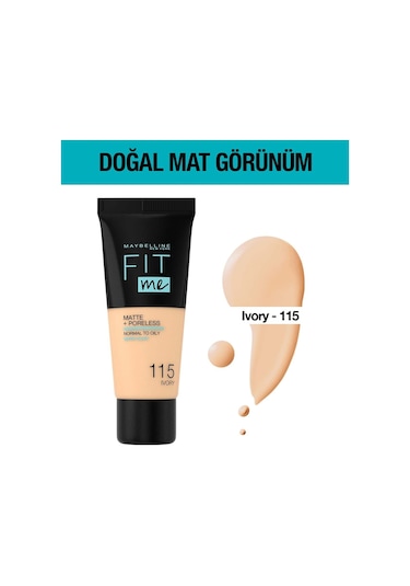 Maybelline New York Mat Fondöten - Fit Me Matte + Poreless Foundation 115 Ivory