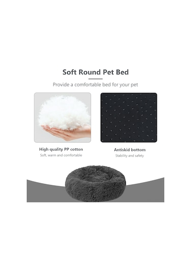 Vkemall Yumuşak Yuvarlak Evcil Hayvan Yatağı - Isıtmalı Ve Yıkanabilir Kedi/köpek Yatağı