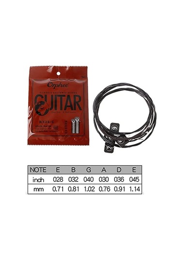 Orphee Nx35-C Siyah Renk Klasik Gitar Tel Seti-Pena