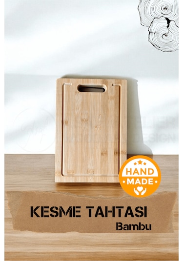 El Yapımı Bambu Ahşap Kesme Tahtası 30 X 20 Cm