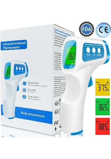 Dijital Kızılötesi Alın Termometresi Ateş Temassız Klinik Elektronik Tıbbi Bebek Temassız Sıcaklık Ölçer Yetişkin Gökyüzü Mavi