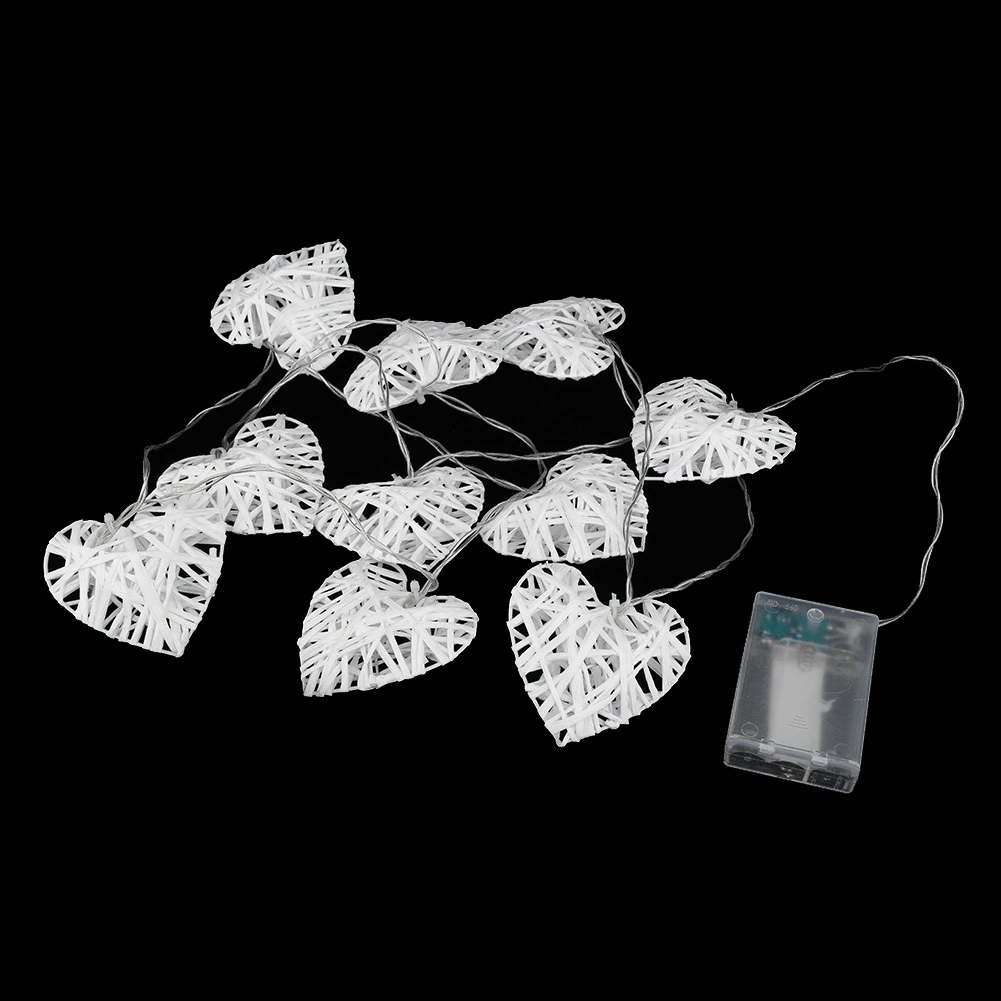 Hangfox 2.5m 10 Adet Kalp Şekilli Rattan Işıklı Zincir - Doğal Malzeme, Ev Dekorasyonu, Nikah/parti, Fotoğraf Props Pil Dahil Değil Diğer