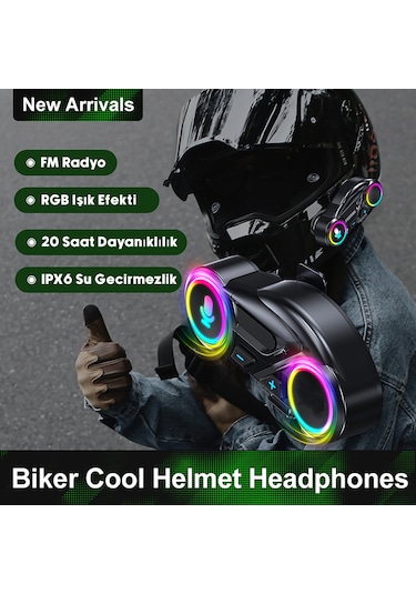 Motosiklet İntercom Seti Yeni Sürüm Bluetooth V6.0 Rgb Kask Kulaklık