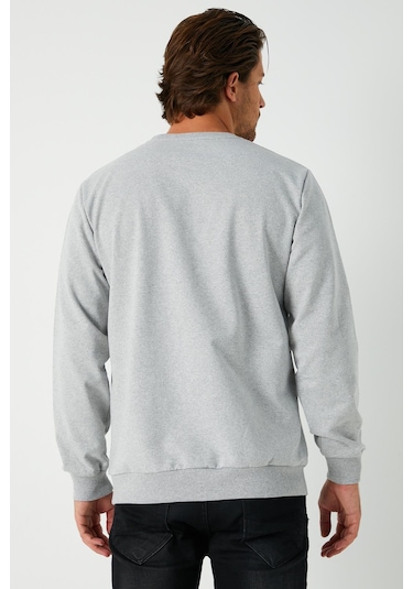 MMetalic Basic Bisiklet Yaka Erkek Sweatshirt Gri