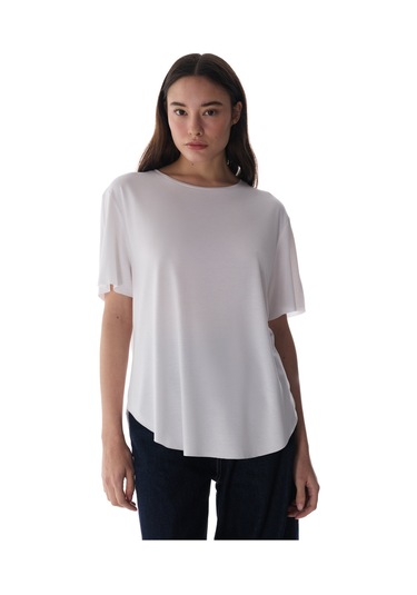 Penti Beyaz Bisiklet Yaka Oversize Modal T-Shirt