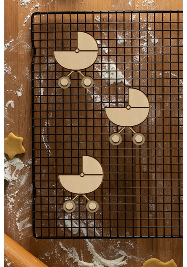 Bebek Arabası Kurabiye Kalıbı, Hamur Şekillendirici, Bisküvi Kalıbı, Kolay Kesim Ucu Beyaz