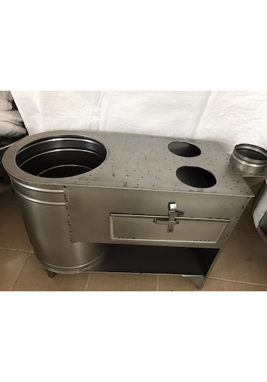 Soba. Fırınlı Sac Kovalı Bahçe Tipi Kuzine Soba