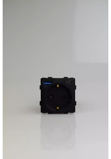 Vo'stabl Siyah Tekli Priz, Usb Ve Type-c Çıkışlı. Mekanizma 185783821 Mtyu