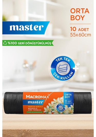 Macromax Master Büzgülü Vanilya Kokulu Çöp Torbası Orta Boy 10'lu