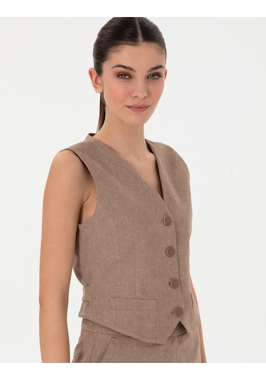 Pierre Cardin Kadın Camel Yelek Dokuma 50306488-vr015