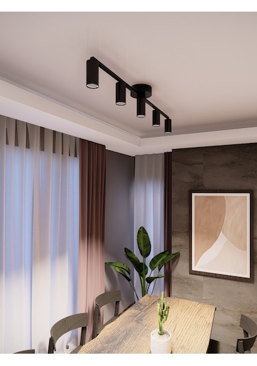 Lunia Vintage Siyah 5 Li Spot Avize Gu10 Duylu