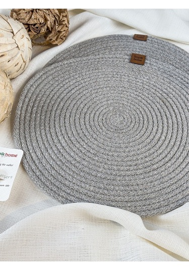 Gri Hasır Supla 2lı Amerikan Servis Şık Çeyiz Takımı Örgü Sunum Tabak Altlığı Gri