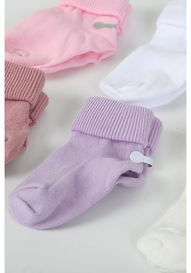 Organik Pamuklu 6'lı Yenidoğan Bebek Çorap Pembe