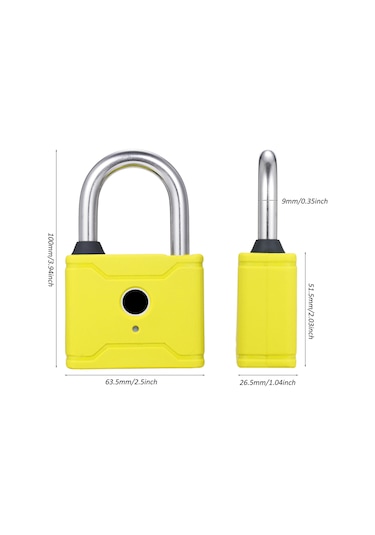 Hallow-t1006d Akıllı Parmak İzi Asma Kilit Şarj Edilebilir,sarı