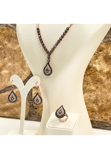 Elmas Montür Rosegold Özel Üretim Gümüş Set Takım - Lvrset16 Rose Gold