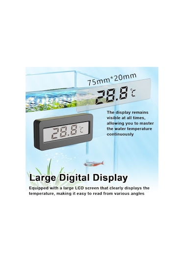 Maiyame Akvaryum Su Sıcaklık Ölçerü - Yüksek Hassasiyetli Sensörlü, Lcd Ekranlı, Alarma Sahip, T2-a Parıltı Versiyonu, 320mah Li-pil İçeren