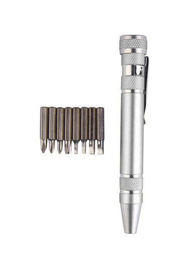 Neevoyu Alüminyum Uçlu 8 Li Manyetik Tornavida - Çift Taraflı Uç Değiştirilebilir, Taşınabilir Tamir Aleti Gümüş