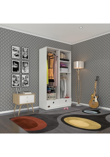 Kenzlife Giysi Dolabı 2 Bölmeli 2 Çekmeceli Bedri 182 100 42 Byz Dolap Kapaksız