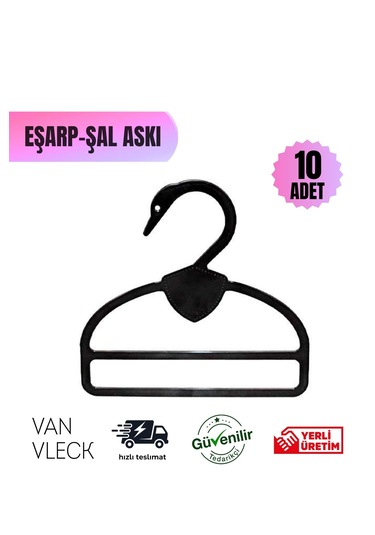 10 Lu Kuğu Model Şal Eşarp Atkı Askısı Kaliteli Plastik, Siyah