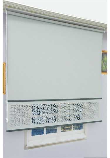 Lazer Stor Perde - Renkli Çıta Detaylı Gri