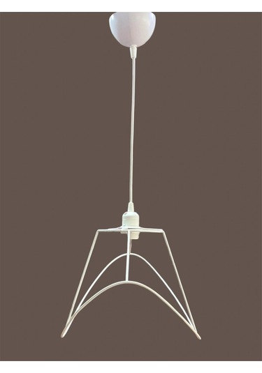 Yaprak Avize Teli , İskeleti Orta Boy 44x31 Cm Beyaz Statik Boyalı Duy Takımı Dahil Beyaz