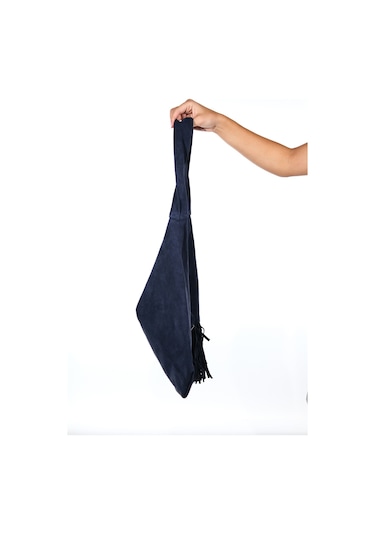 Rosalın Lacivert Hakiki Deri Süet Kadın Omuz Çantası Lacivert