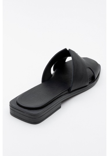 Handy Siyah Cilt Hakiki Deri Kadın Terlik Siyah