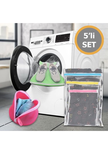 Çamaşır Yıkama Filesi, Ayakkabı Yıkama Filesi, Iç Çamaşırı Yıkama Filesi 5'li Beyaz