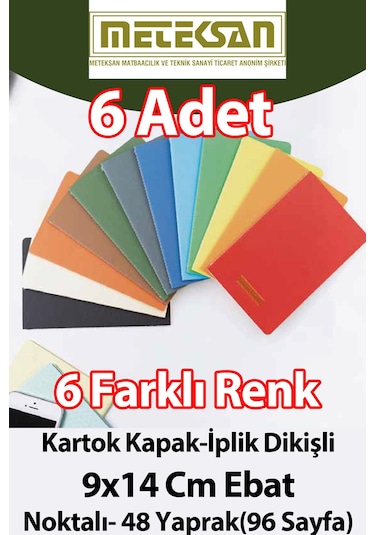 6'lı Cep Boy 9x14cm 6'lı Karışık Renkli Antrasit